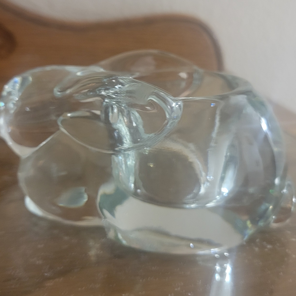 Crystal Clear Glass Bunny Decor‎ Single Tea Light Holder Approx 5"H Heavy - Picture 3 of 5